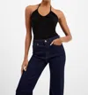 French Connection Roy Halter Bodysuit In Black In Black