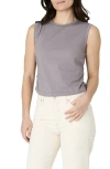 French Connection Ruched Cotton Muscle Tank In Dove Grey