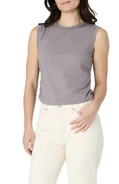 French Connection Ruched Cotton Muscle Tank In Dove Grey