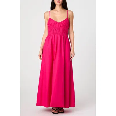 French Connection Ruched Cotton Poplin Maxi Dress In Multi