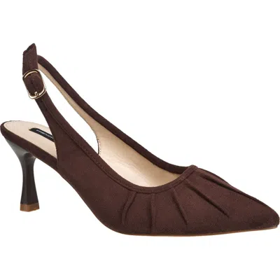 French Connection Ruched Kitten Heel In Brown