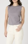 French Connection Ruched Cotton Muscle Tank In Dove Grey