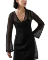 French Connection Rudy Textured Long Sleeve Knit Minidress In Black