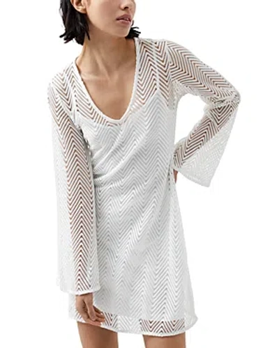 French Connection Rudy Textured A Line Dress In White