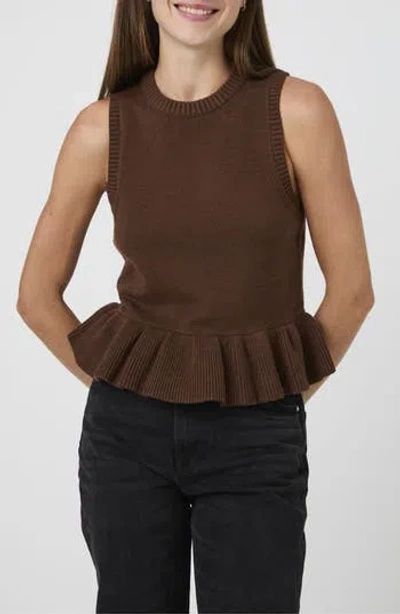 French Connection Ruffle Hem Sweater Vest In Brown