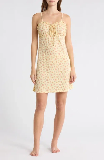 French Connection Ruffle Neck Chemise In Yellow