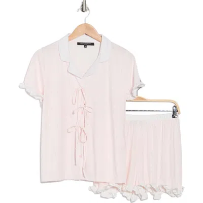 French Connection Ruffle Short Pajamas In Pink