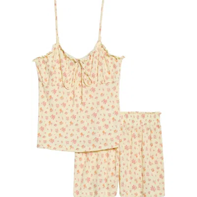 French Connection Ruffle Trim Short Pajamas In Neutral