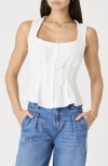 French Connection Ruffle Trim Sleeveless Button-up Top In White