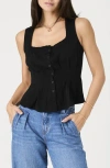 French Connection Ruffle Trim Sleeveless Button-up Top In Black