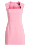 French Connection Whisper Square Neck Short Sleeve Dress In Lilac Sachet In Pink
