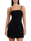French Connection Whisper Light Womens Pleated Adjustable Strap Mini Dress In Black