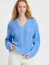 French Connection Ryland Knit Stripe Pullover Sweater In Blue Hydrangea In Blue