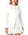 French Connection Sabine Slim Fit Stretch Cotton Twill Jacket In Summer White