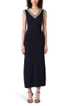 French Connection Sage Sleeveless Maxi Sweater Dress In Navy-summer White