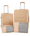 French Connection Saint Martin 4 Piece Hardside Luggage Set In Toasted Almond