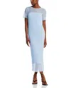French Connection Saskia Sheer Yoke Midi Dress In Cashmere Blue