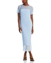 French Connection Saskia Sheer Yoke Midi Dress In Cashmere Blue