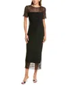 French Connection Womens Tea Length Illusion Midi Dress In Black