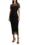 French Connection Womens Tea Length Illusion Midi Dress In Blackout