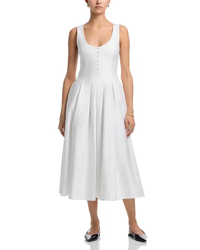 French Connection Pleated Sleeveless Sateen Midi Dress In White