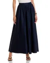 French Connection Sateen Weave Cotton Maxi Skirt In Blue
