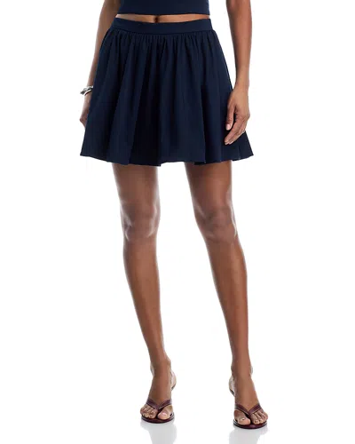 French Connection Sateen Weave Flare Mini Skirt In Blue