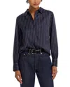 French Connection Satin Pinstripe Blouse In Blue
