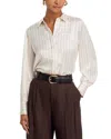 French Connection Satin Pinstripe Blouse In White