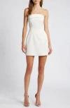 French Connection Satin Strapless Minidress In Classic Cream