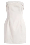 French Connection Satin Strapless Minidress In Cream