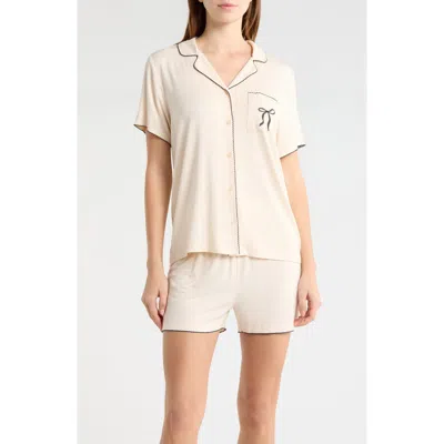 French Connection Scalloped Edge Short Pajamas In Neutral
