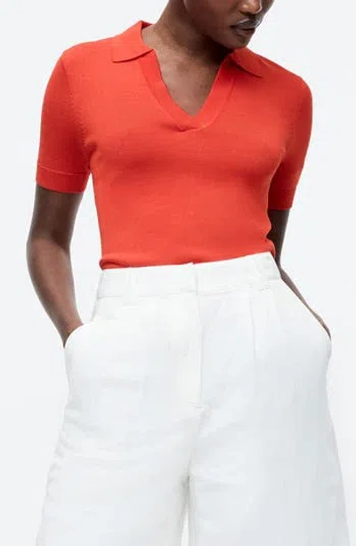 French Connection Sergio Short Sleeve Polo Sweater In Orange