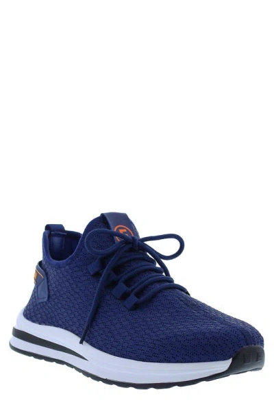 French Connection Shane Snake Embossed Knit Sneaker In Navy