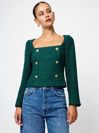 French Connection Shante Shimmer Double Breasted Top  Tops In Green