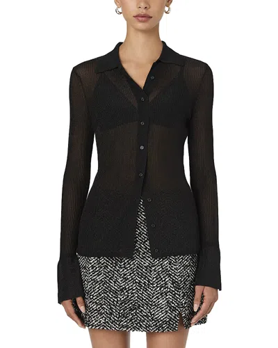 French Connection Sheer Blouse In Black