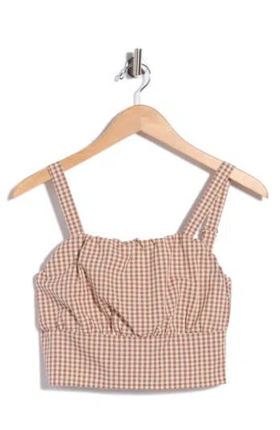 French Connection Shirred Gingham Crop Top