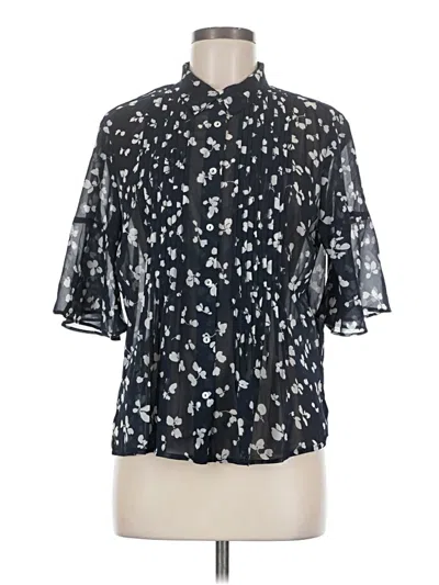 Pre-owned French Connection Short Sleeve Blouse In Black