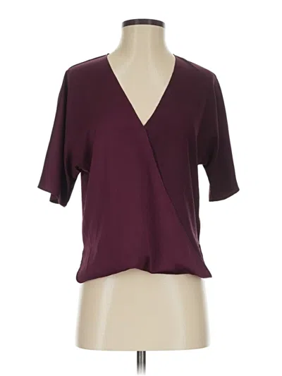 Pre-owned French Connection Short Sleeve Blouse In Burgundy