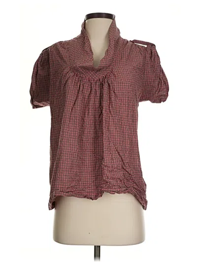 Pre-owned French Connection Short Sleeve Blouse In Burgundy