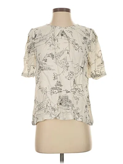 Pre-owned French Connection Short Sleeve Blouse In Ivory