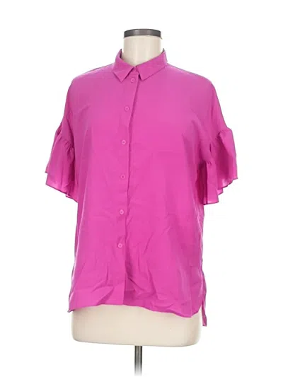Pre-owned French Connection Short Sleeve Blouse In Pink
