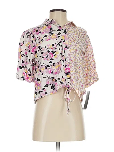 French Connection Short Sleeve Blouse In Pink