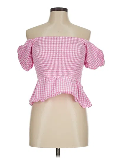 Pre-owned French Connection Short Sleeve Blouse In Pink