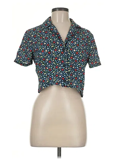 Pre-owned French Connection Short Sleeve Blouse In Teal