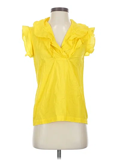 Pre-owned French Connection Short Sleeve Blouse In Yellow