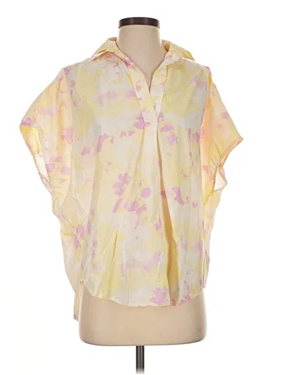 Pre-owned French Connection Short Sleeve Blouse In Yellow