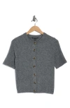 French Connection Short Sleeve Button-up Cardigan In Gray