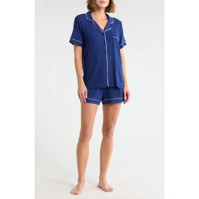 French Connection Short Sleeve Pajama Short Set In Blue