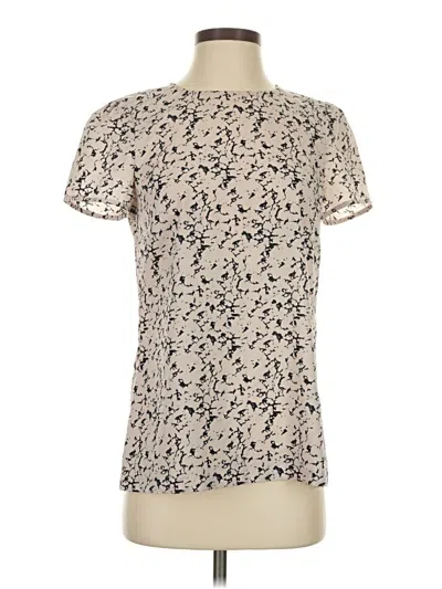 Pre-owned French Connection Short Sleeve Top Ivory Mock Neckline Tops